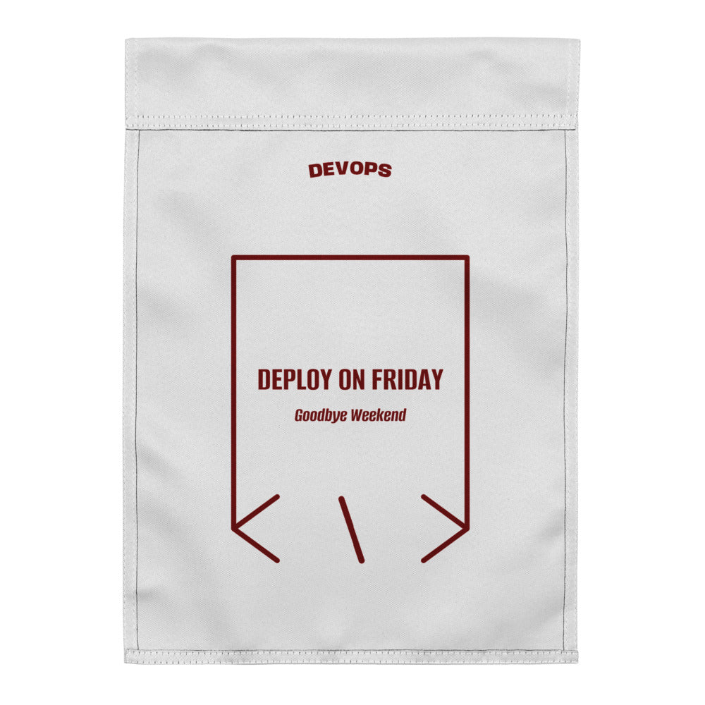 Deploy On Friday — White Maroon back mockup