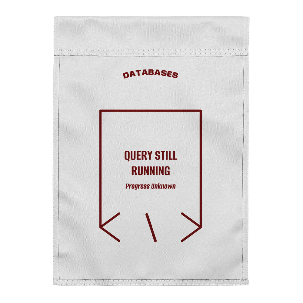 Query Still Running — White Maroon back mockup
