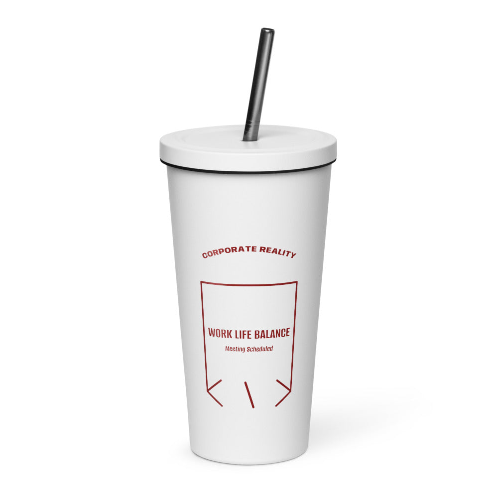 Work Life Balance — White Maroon back mockup (20 oz)