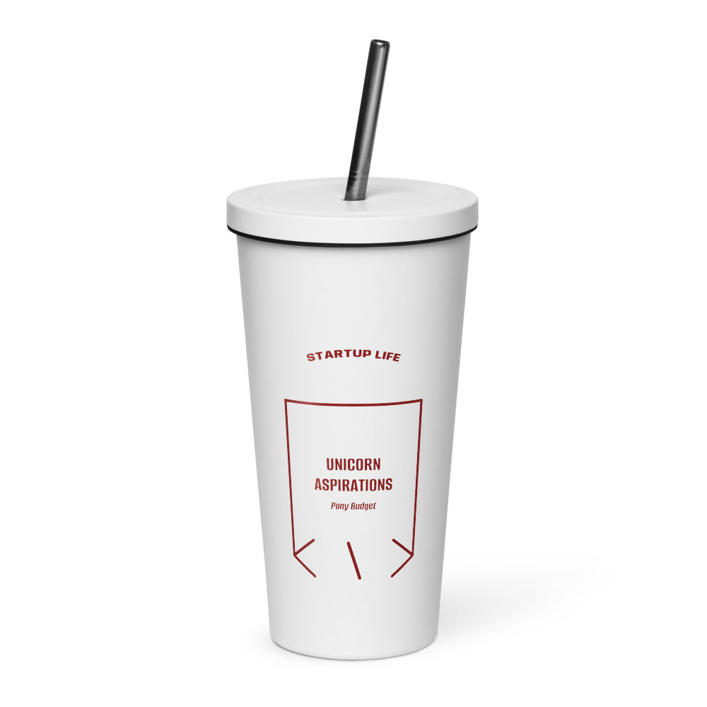 Unicorn Aspirations — White Maroon back mockup (20 oz)