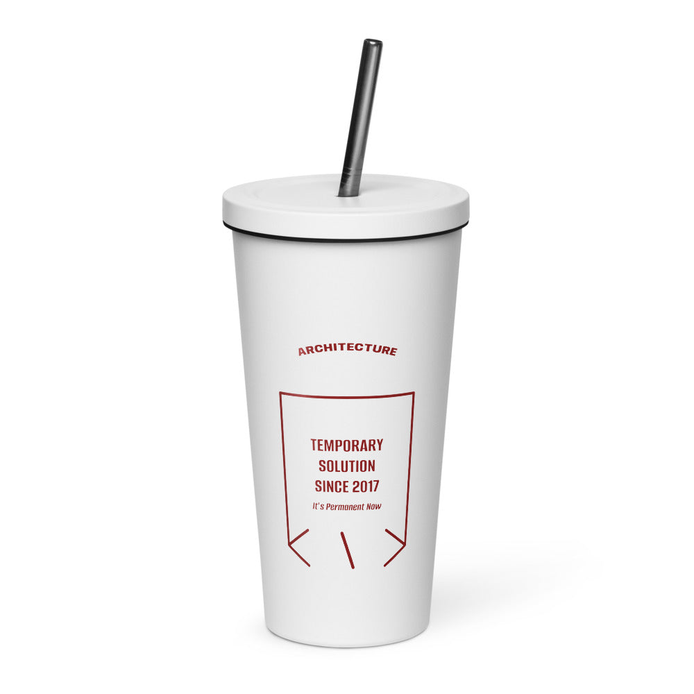 Temporary Solution Since 2017 — White Maroon back mockup (20 oz)