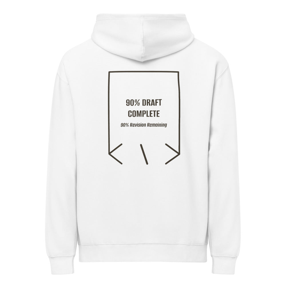 90% Draft Complete — White Vintage Black back mockup
