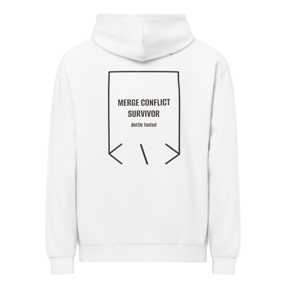 Merge Conflict Survivor — White Vintage Black back mockup