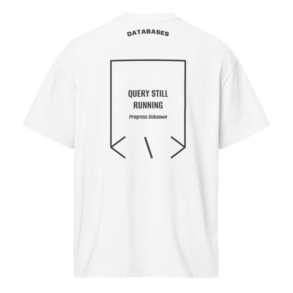 Query Still Running — White Vintage Black back mockup