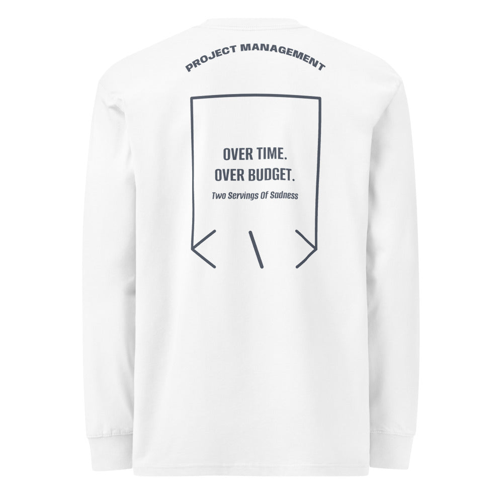 Over Time. Over Budget. — White Harbor Blue back mockup