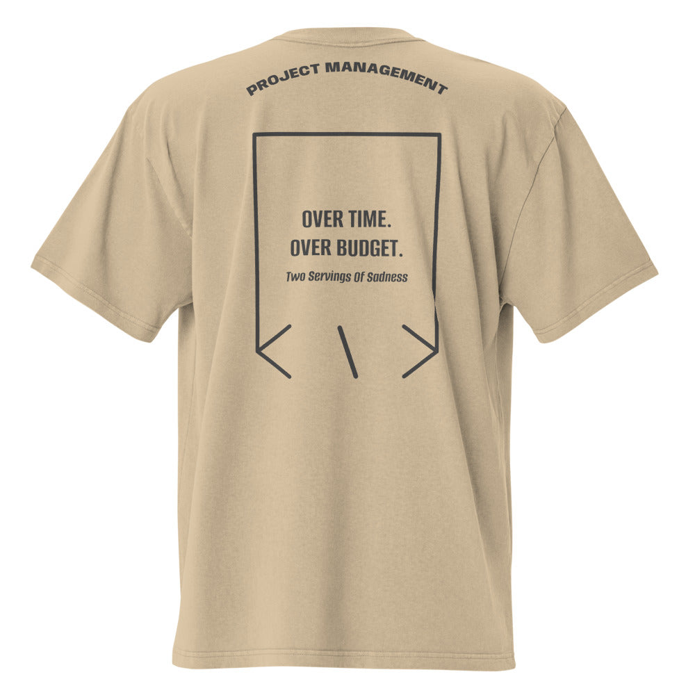 Over Time. Over Budget. — Faded Khaki Faded Black back mockup