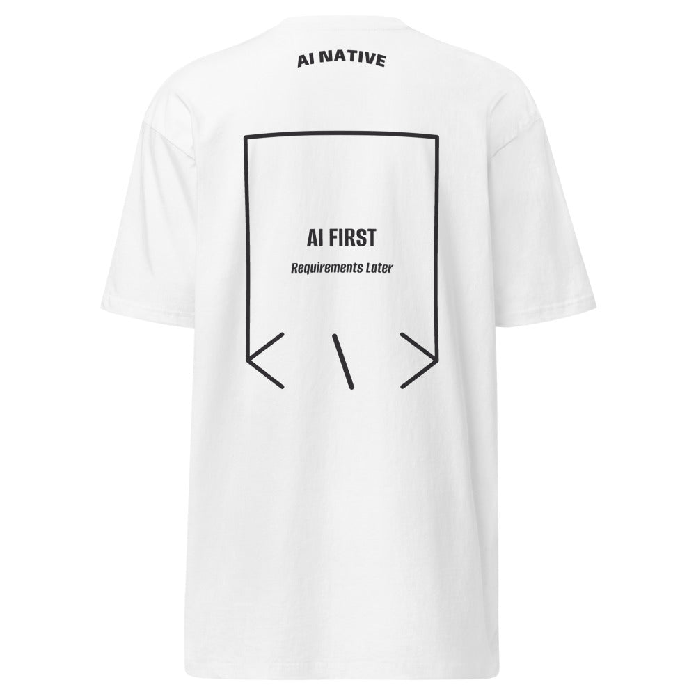 AI First — White Charcoal Heather back mockup