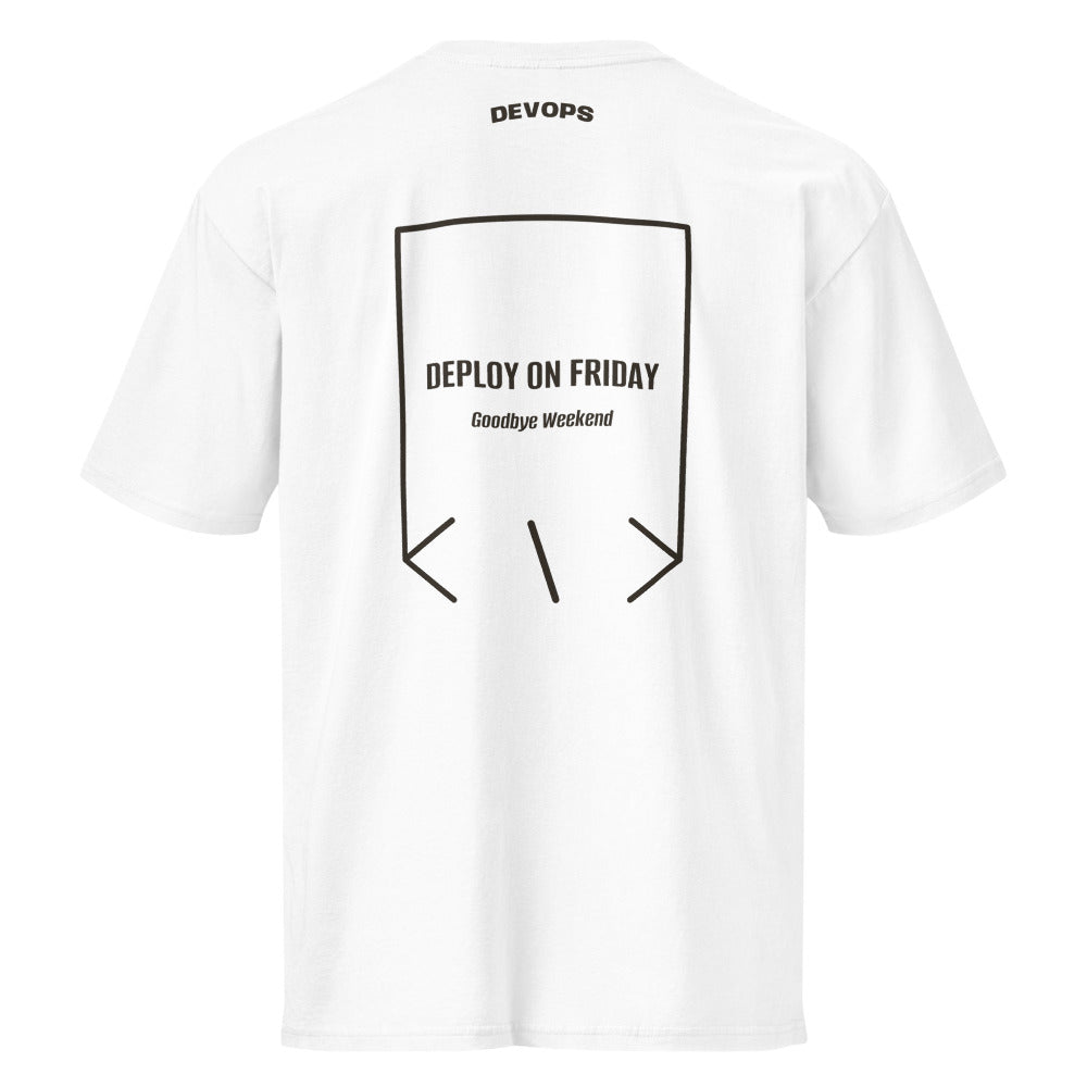 Deploy On Friday — White Vintage Black back mockup
