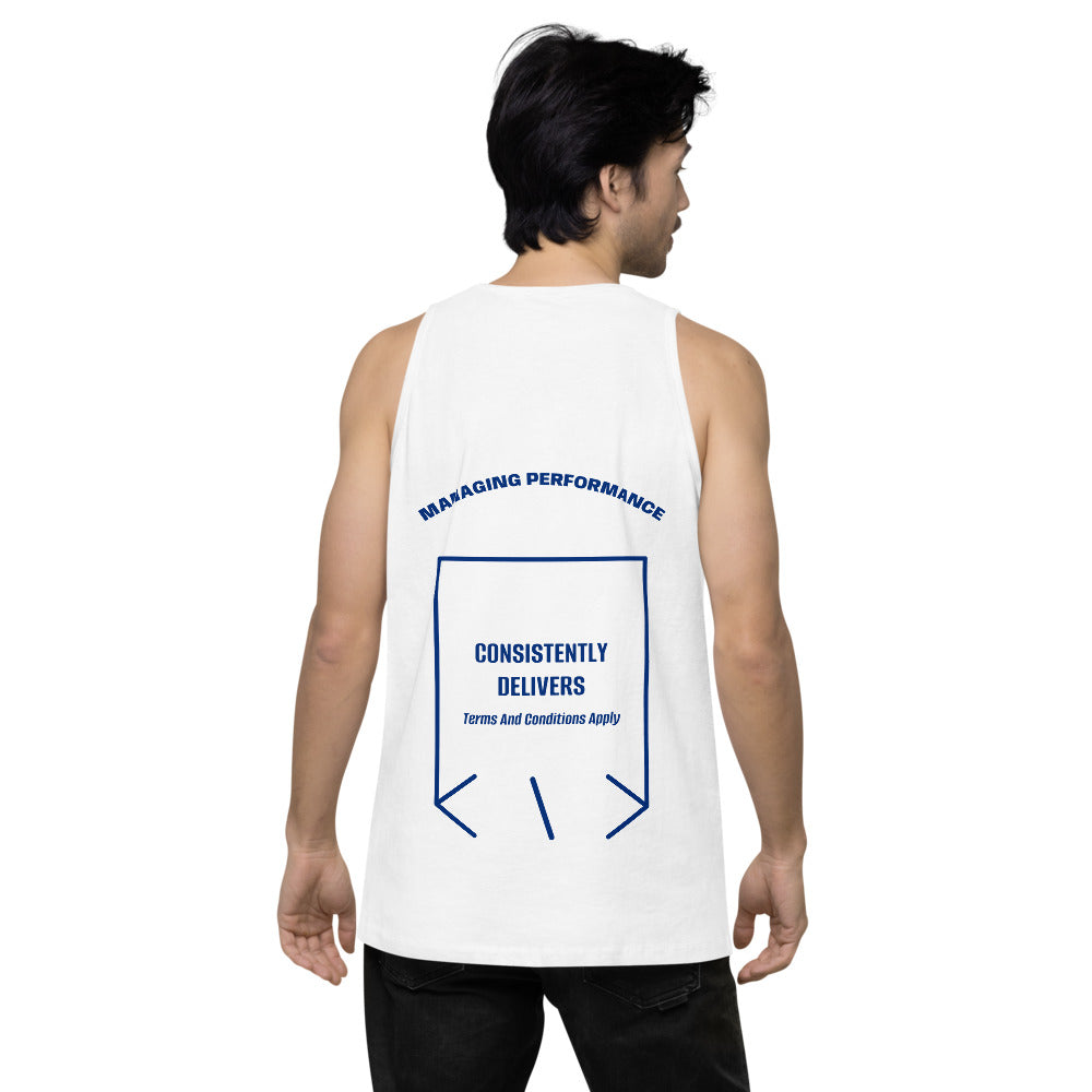 Consistently Delivers — White Team Royal back mockup