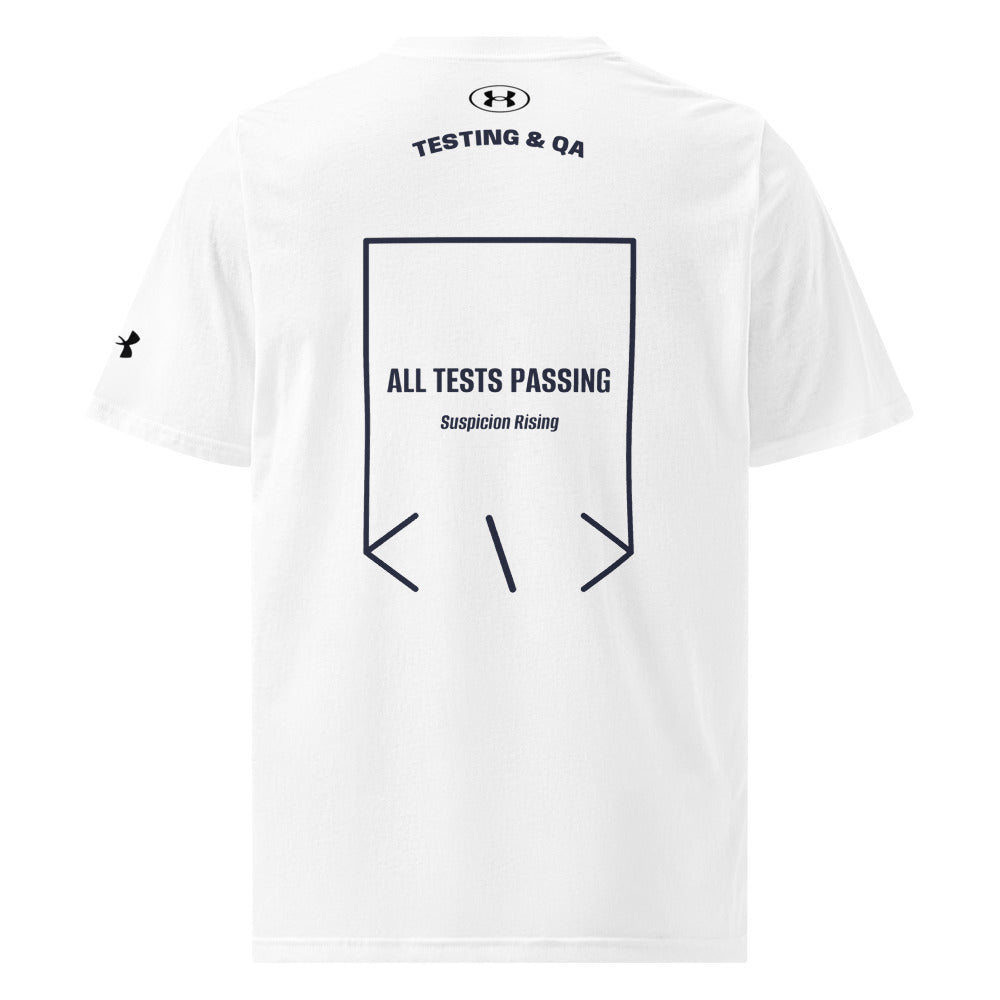 All Tests Passing — White Navy back mockup