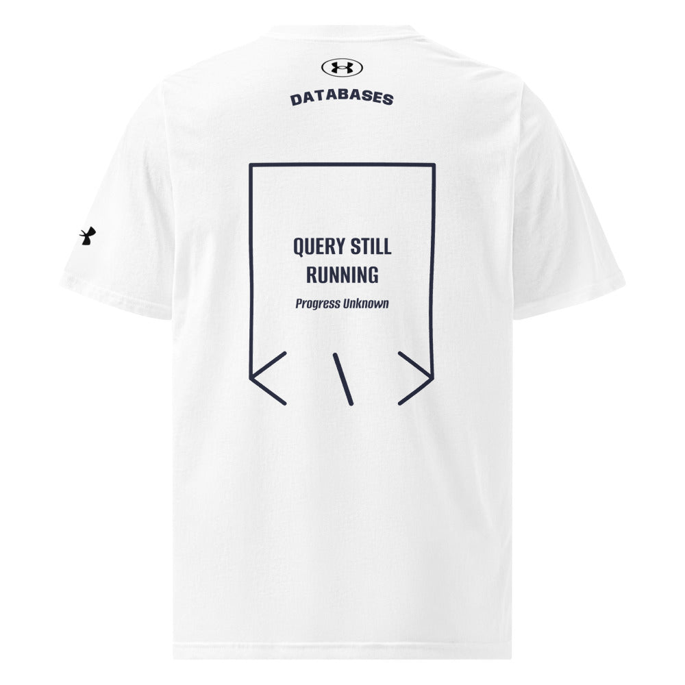 Query Still Running — White Navy back mockup