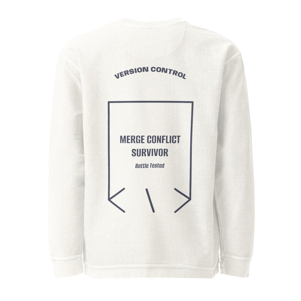 Merge Conflict Survivor — Ivory Navy back mockup
