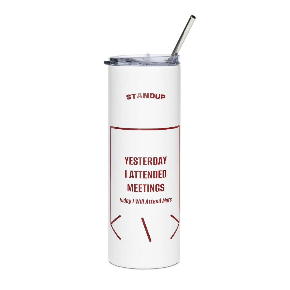 Yesterday I Attended Meetings — White Maroon back mockup (20 oz)