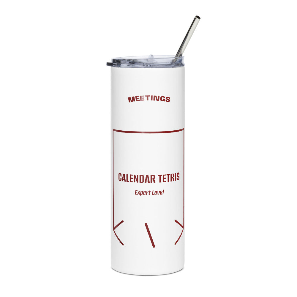 Calendar Tetris — White Maroon back mockup (20 oz)