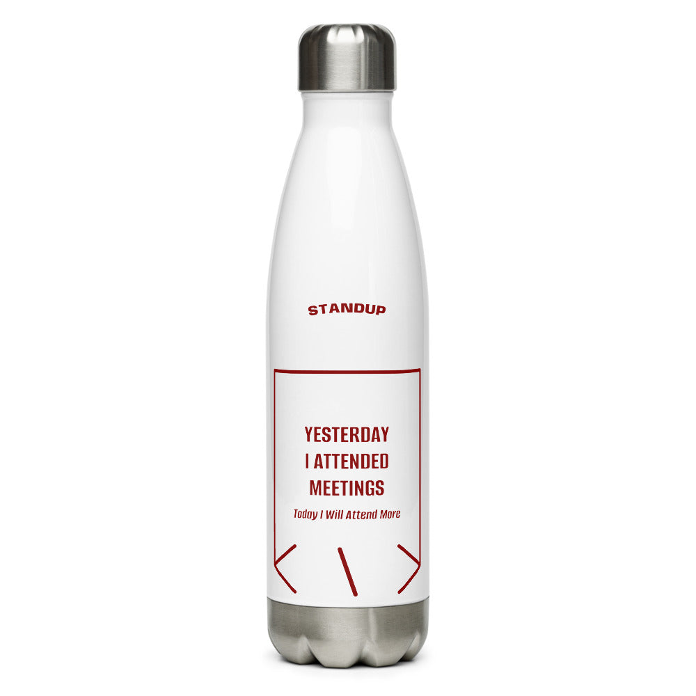 Yesterday I Attended Meetings — White Maroon back mockup (17 oz)