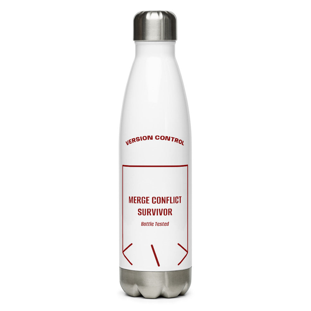 Merge Conflict Survivor — White Maroon back mockup (17 oz)