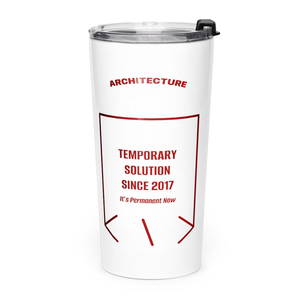 Temporary Solution Since 2017 — White Maroon back mockup (20oz)