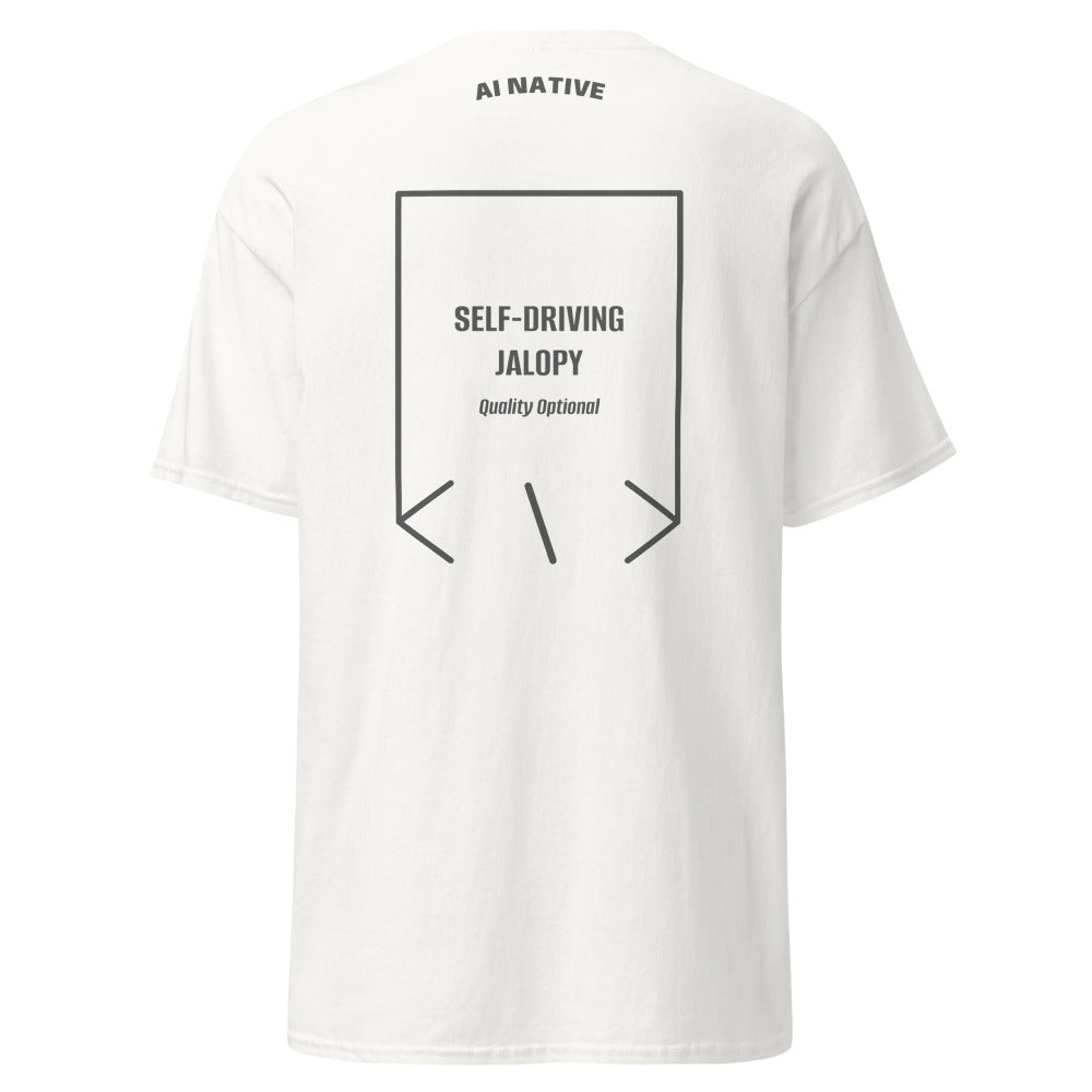 Self-Driving Jalopy — White Dark Heather back mockup
