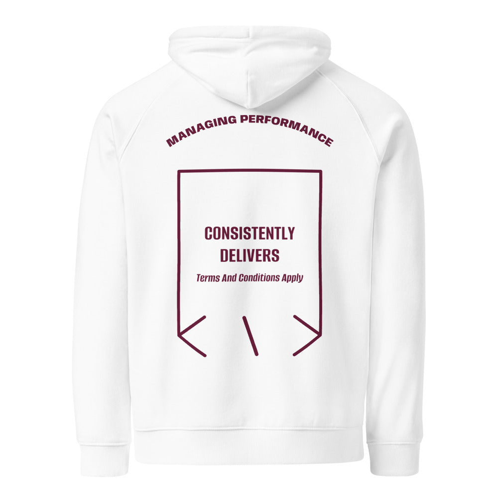 Consistently Delivers — White Burgundy back mockup