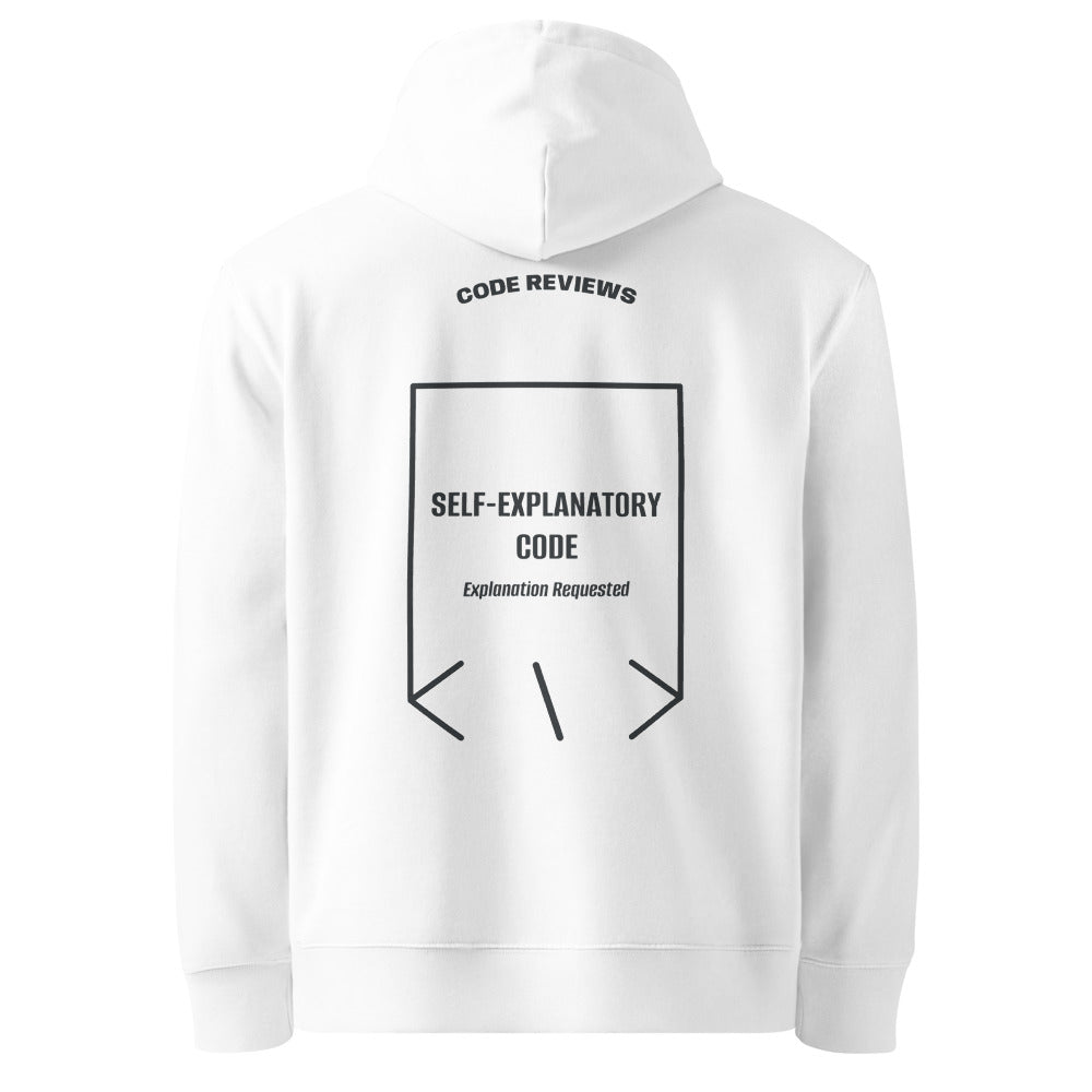 Self-Explanatory Code — White India Ink Grey back mockup