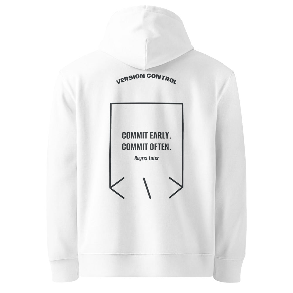 Commit Early. Commit Often. — White India Ink Grey back mockup