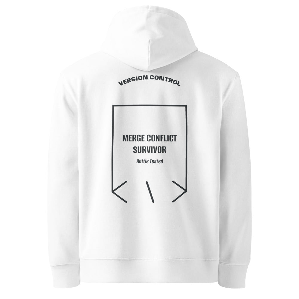 Merge Conflict Survivor — White India Ink Grey back mockup