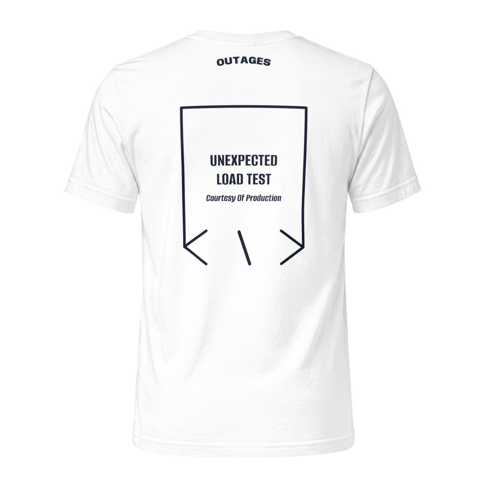 Unexpected Load Test — White Navy back mockup