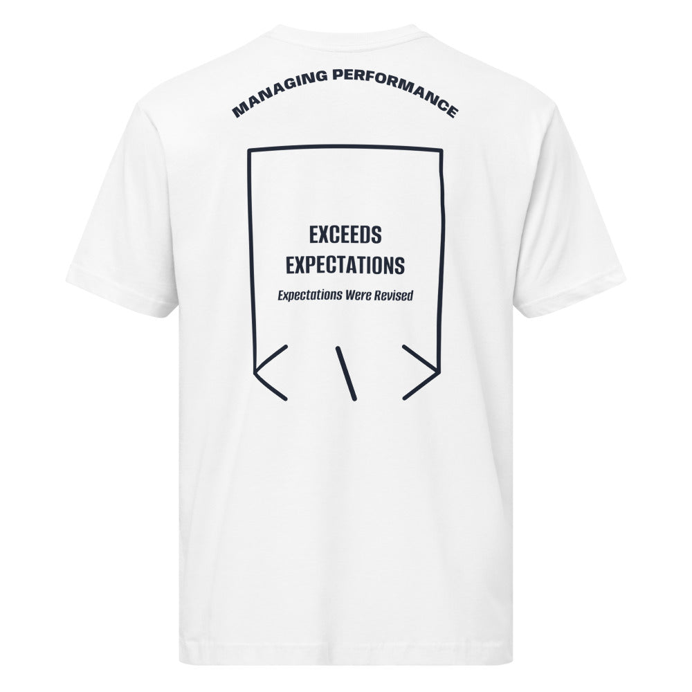 Exceeds Expectations — White Navy back mockup