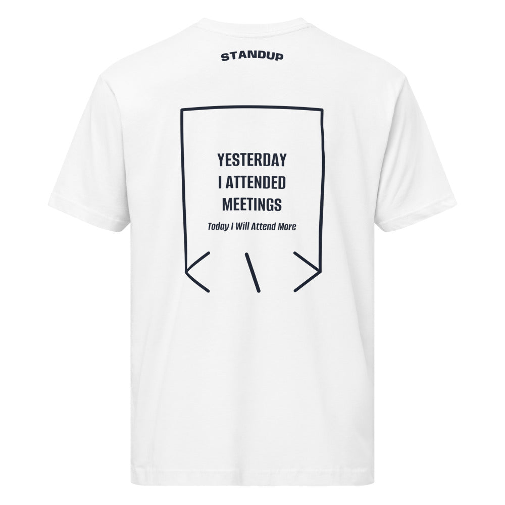 Yesterday I Attended Meetings — White Navy back mockup
