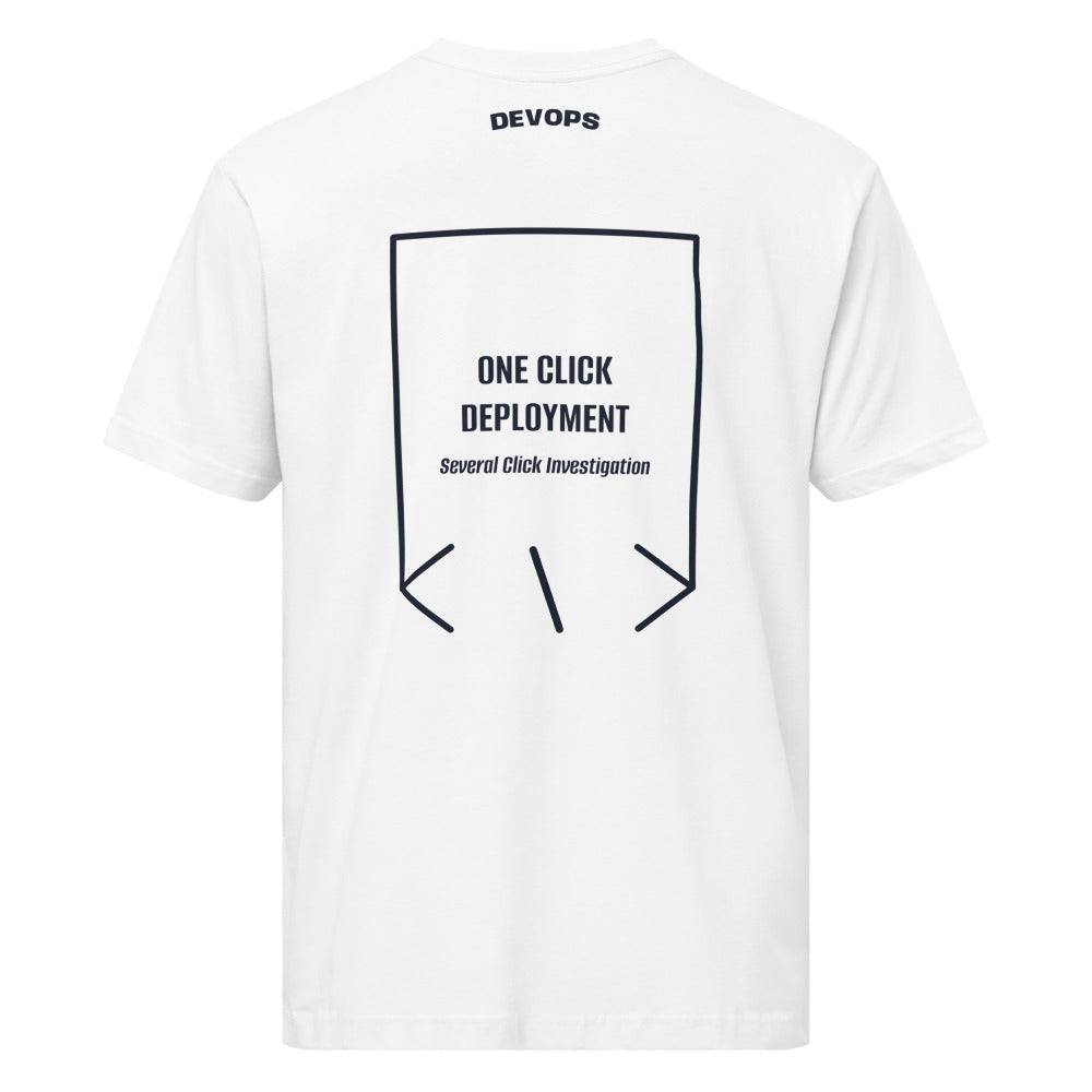 One Click Deployment — White Navy back mockup
