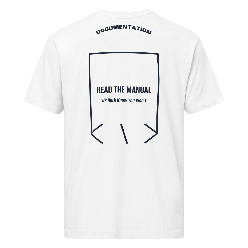 Read The Manual — White Navy back mockup