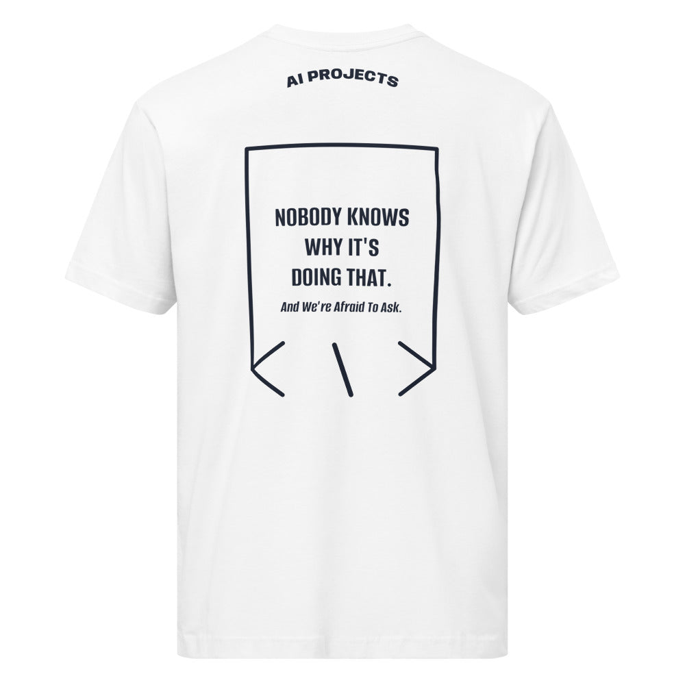 Nobody Knows Why It's Doing That. — White Navy back mockup