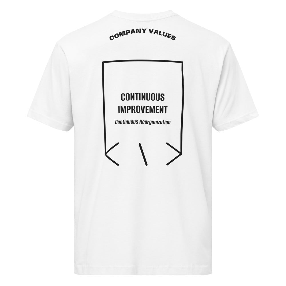 Continuous Improvement — White Black back mockup