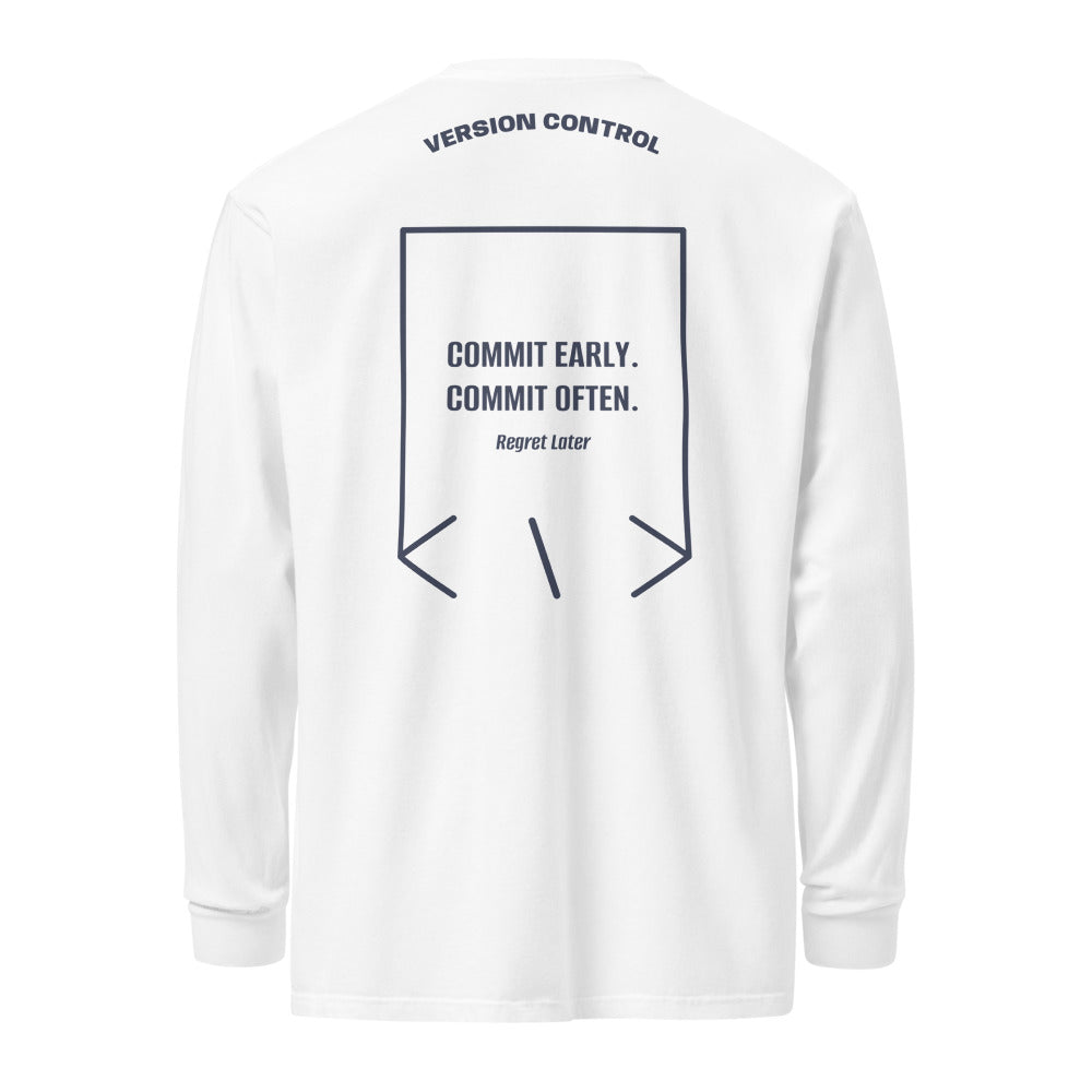 Commit Early. Commit Often. — White Navy back mockup