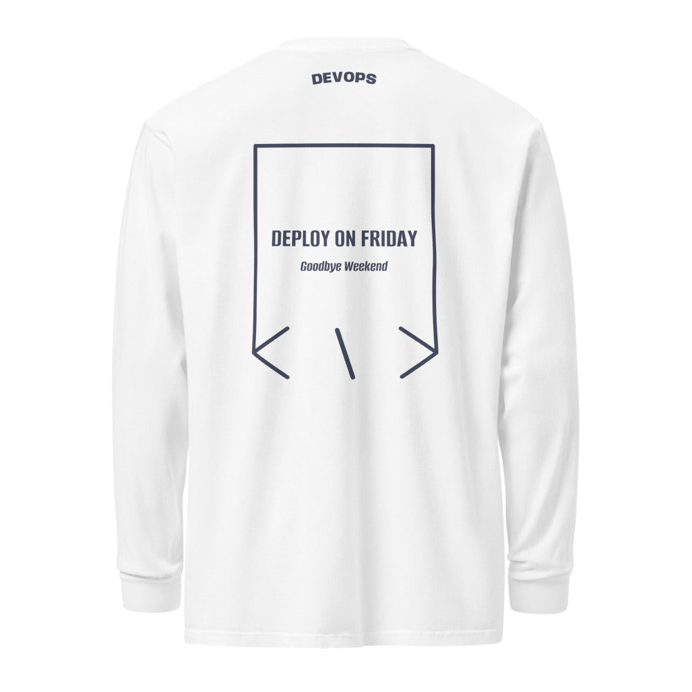Deploy On Friday — White Navy back mockup