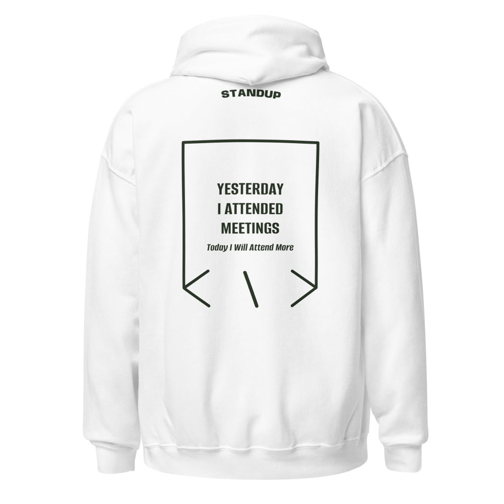 Yesterday I Attended Meetings — White Forest Green back mockup