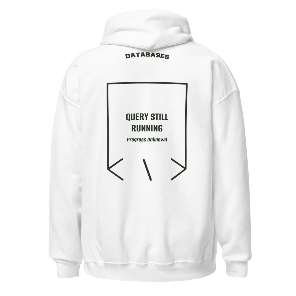 Query Still Running — White Forest Green back mockup