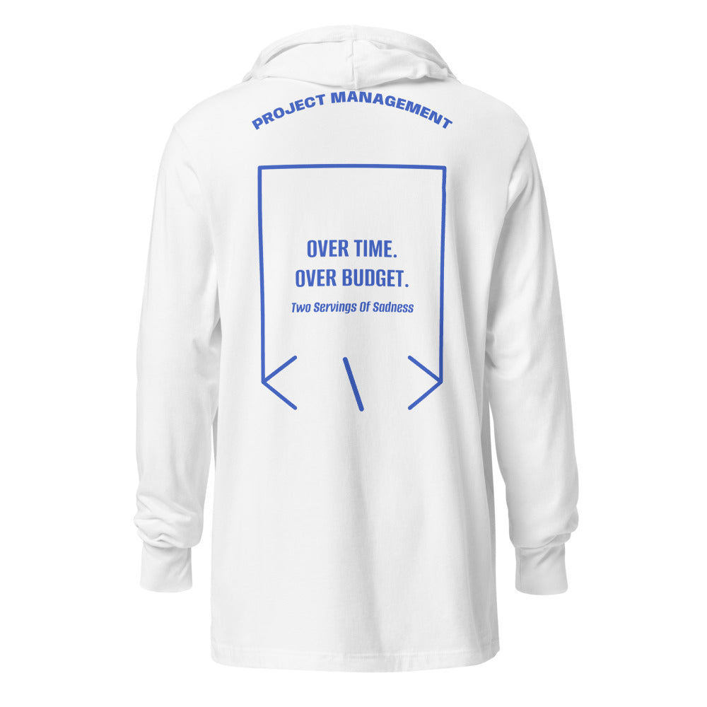 Over Time. Over Budget. — White Heather True Royal back mockup