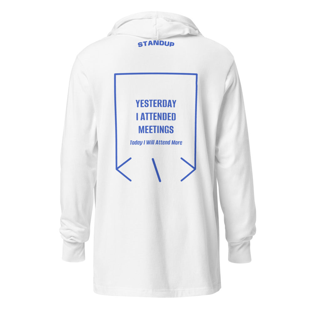 Yesterday I Attended Meetings — White Heather True Royal back mockup