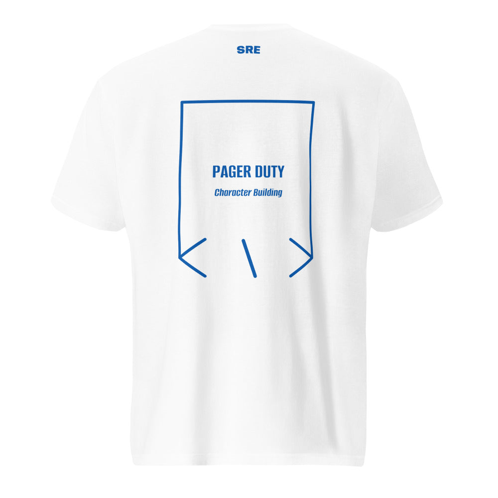 Pager Duty — White Royal Blue back mockup