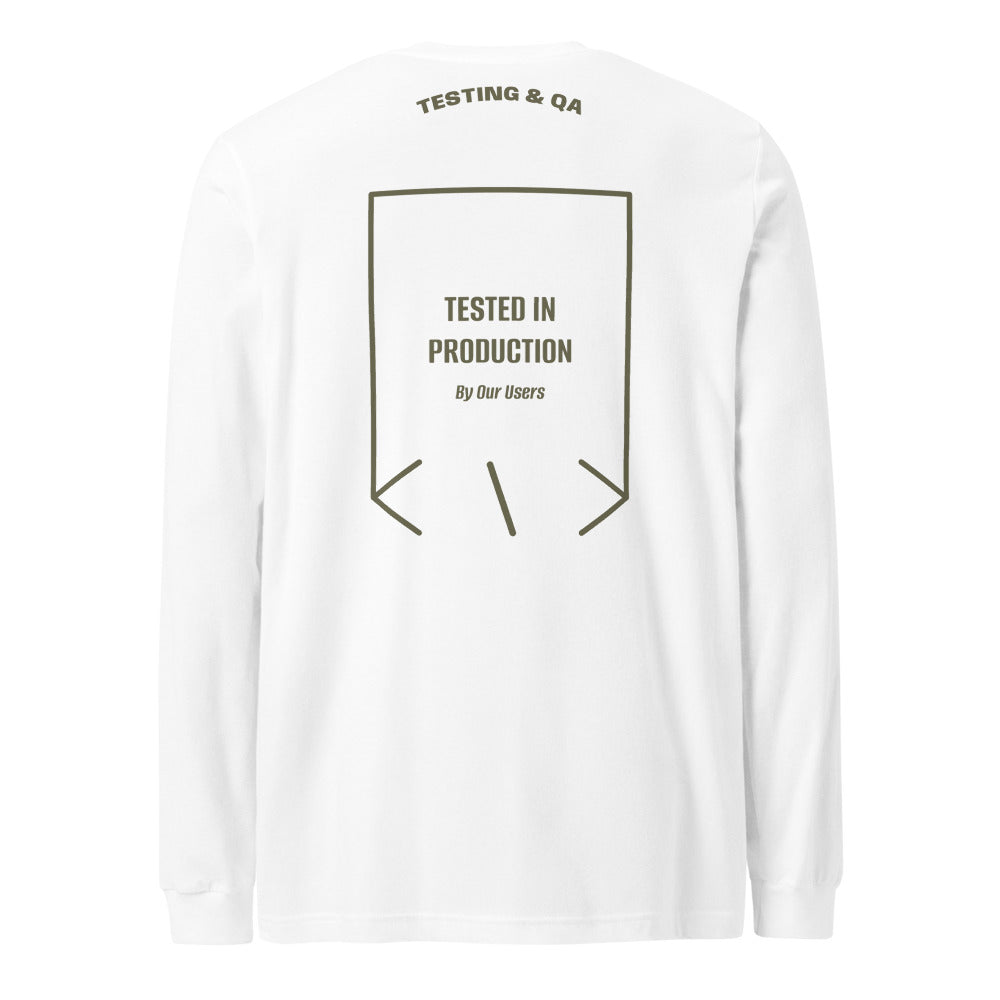 Tested In Production — White Military Green back mockup