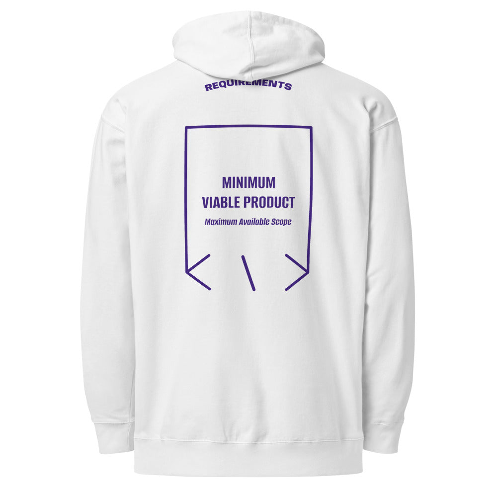 Minimum Viable Product — White Purple back mockup