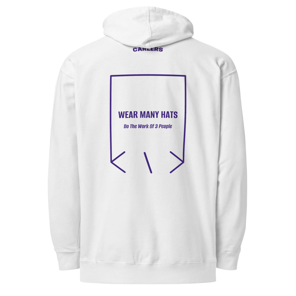 Wear Many Hats — White Purple back mockup