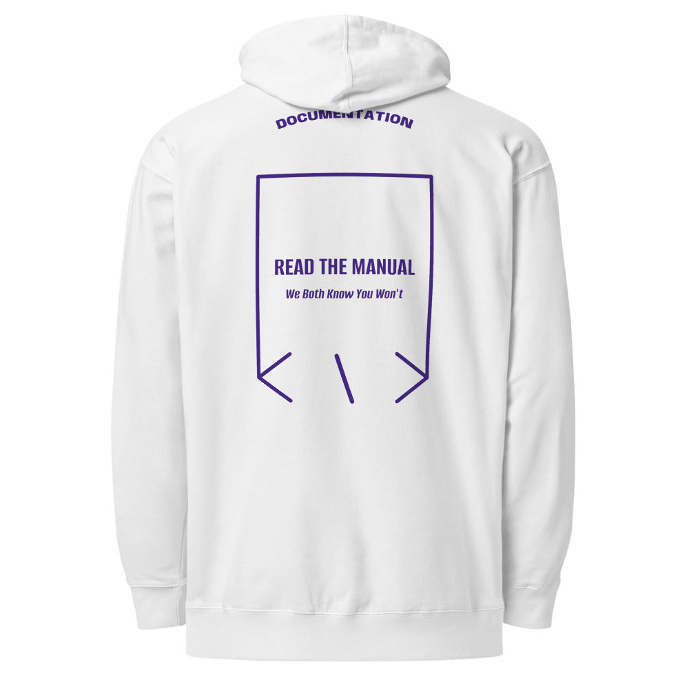 Read The Manual — White Purple back mockup