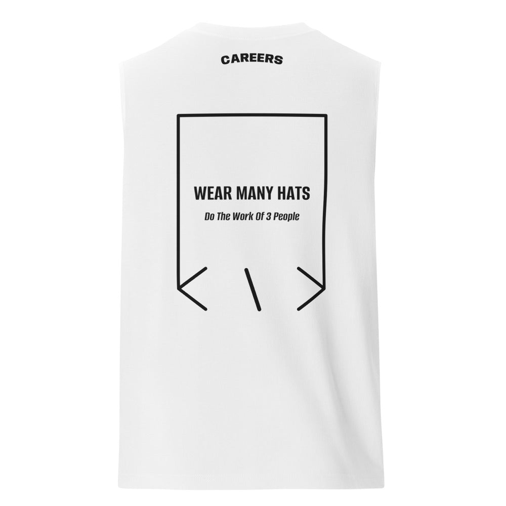Wear Many Hats — White Black back mockup