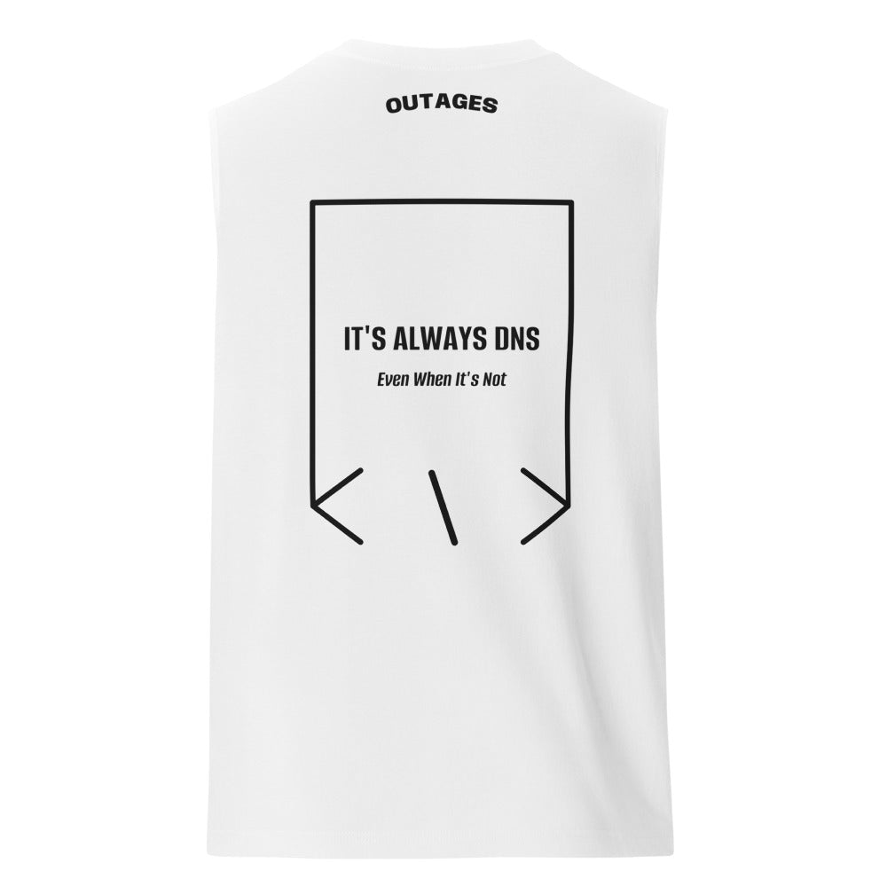 It's Always DNS — White Black back mockup