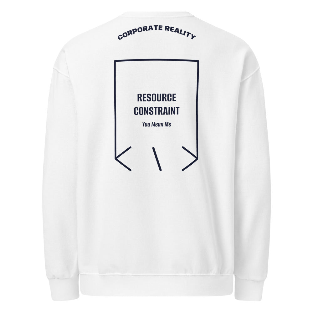 Resource Constraint — White J. Navy back mockup