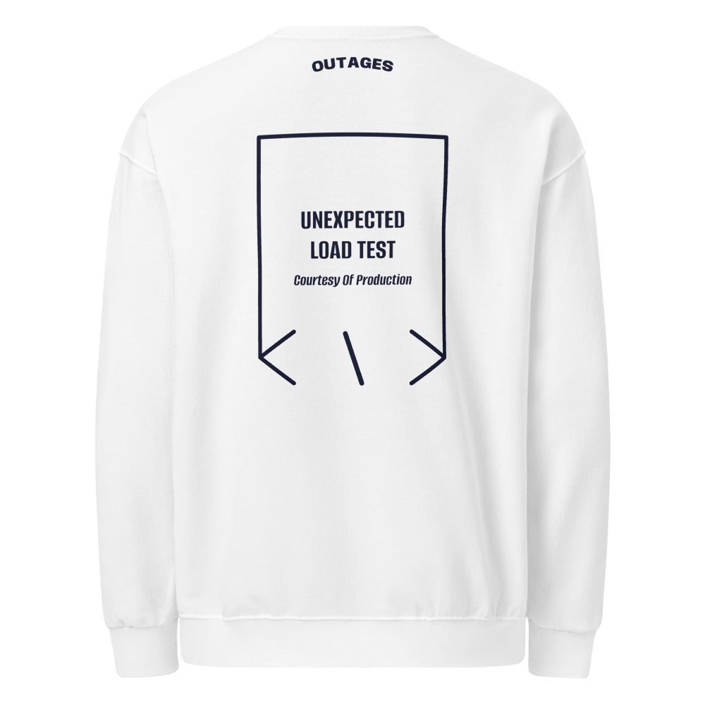 Unexpected Load Test — White J. Navy back mockup