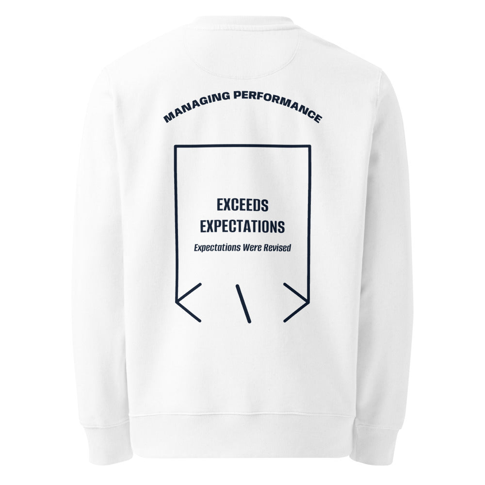 Exceeds Expectations — White French Navy back mockup