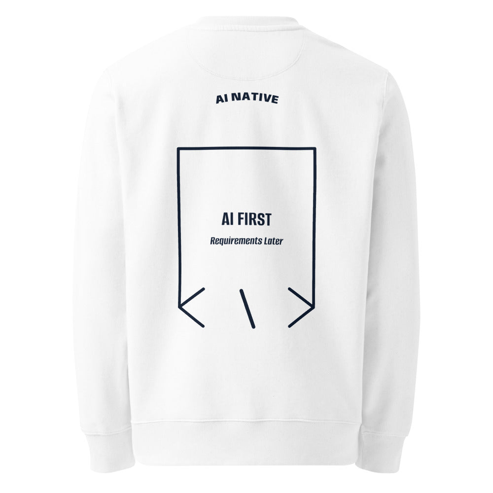 AI First — White French Navy back mockup